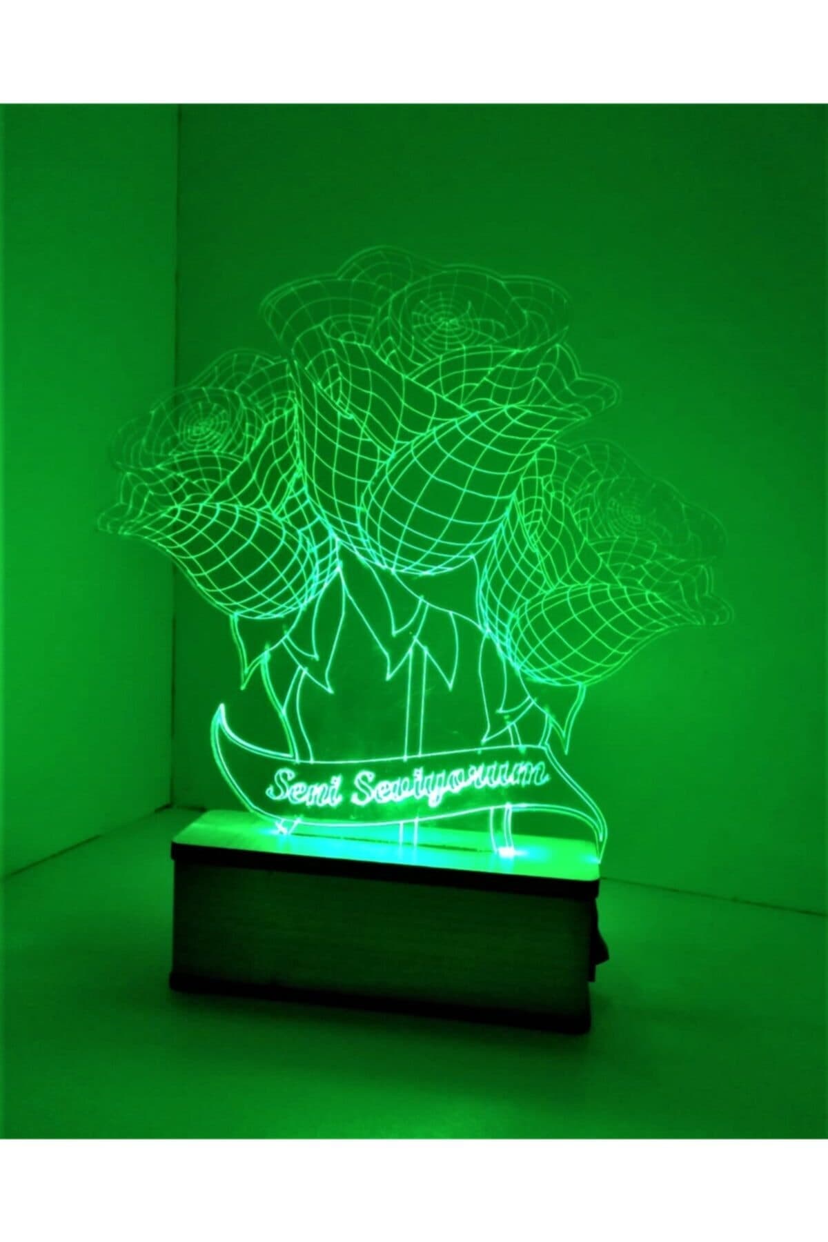 3d Led Gece Lambası Sevgiliye Hediye Masa Lambası Seni Seviyorum