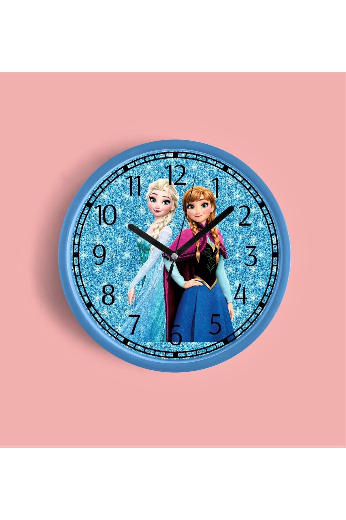Bilge Duvar Saati, Elsa Detaylı Dekoratif Ahşap Duvar Saati