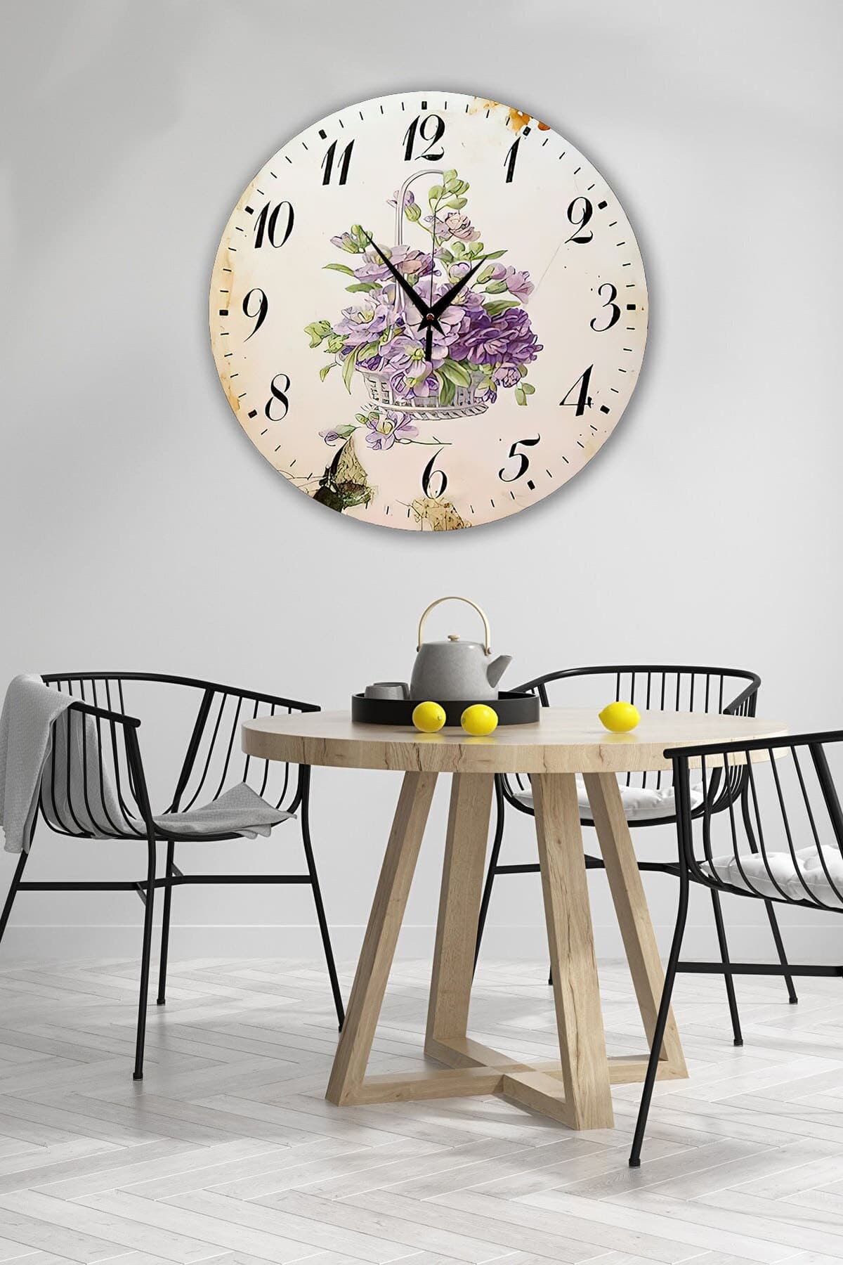 Bilge Retro Tasarımlı Duvar Saati 35x35cm - Detay