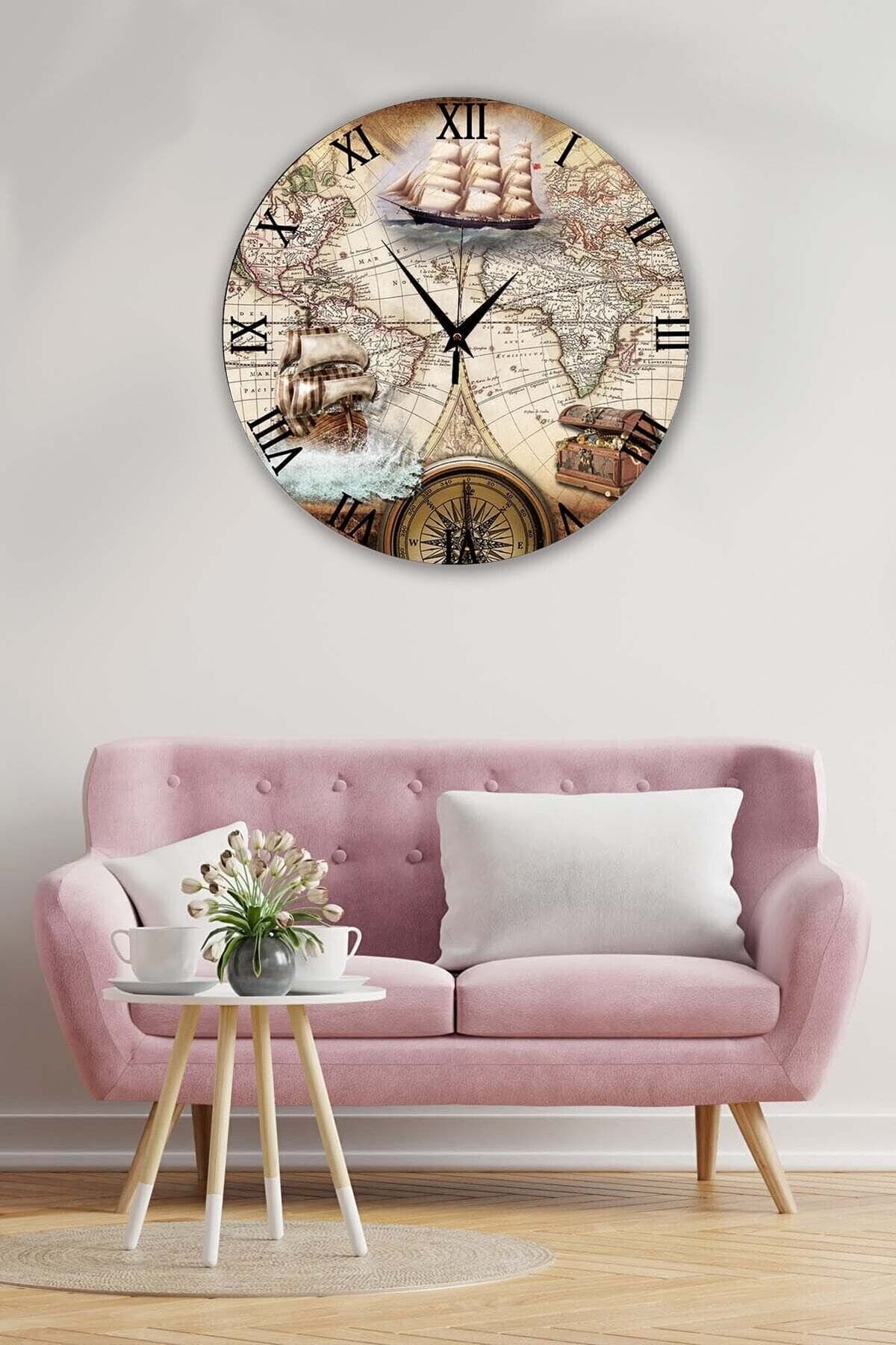 Bilge Retro Tasarımlı Duvar Saati 35x35cm