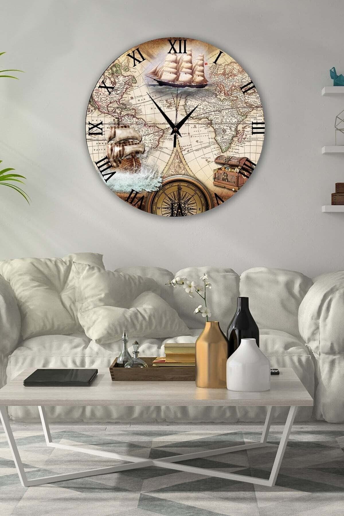 Bilge Retro Tasarımlı Duvar Saati 35x35cm - Detay