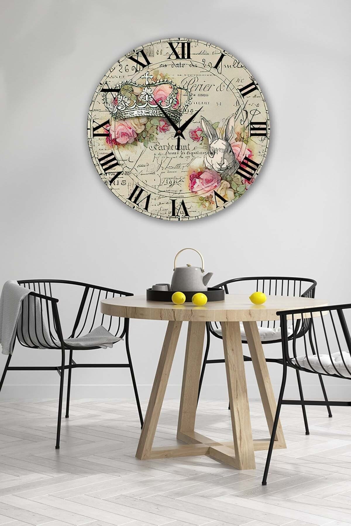 Bilge Retro Tasarımlı Duvar Saati 35x35cm - Detay