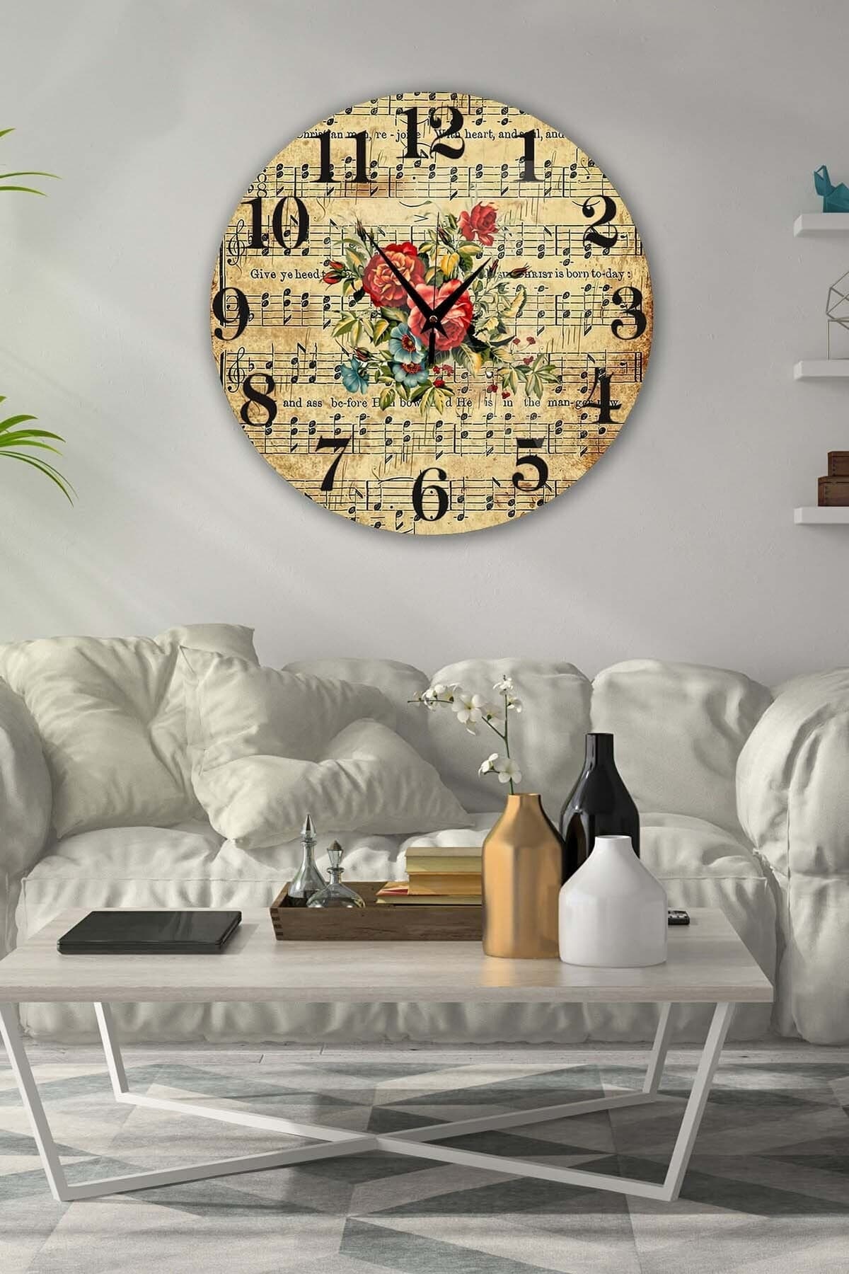 Bilge Retro Tasarımlı Duvar Saati 35x35cm - Detay