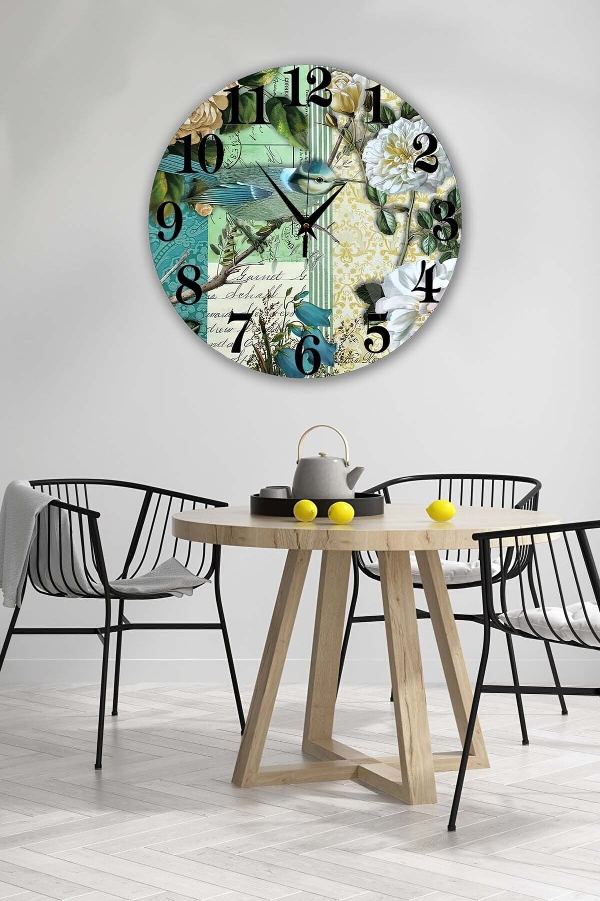 Bilge Retro Tasarımlı Duvar Saati 35x35cm - Detay