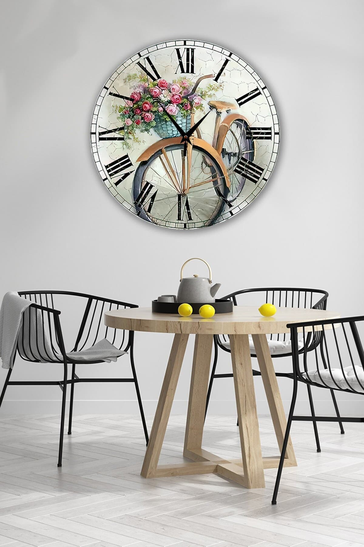 Bilge Retro Tasarımlı Duvar Saati 35x35cm - Detay