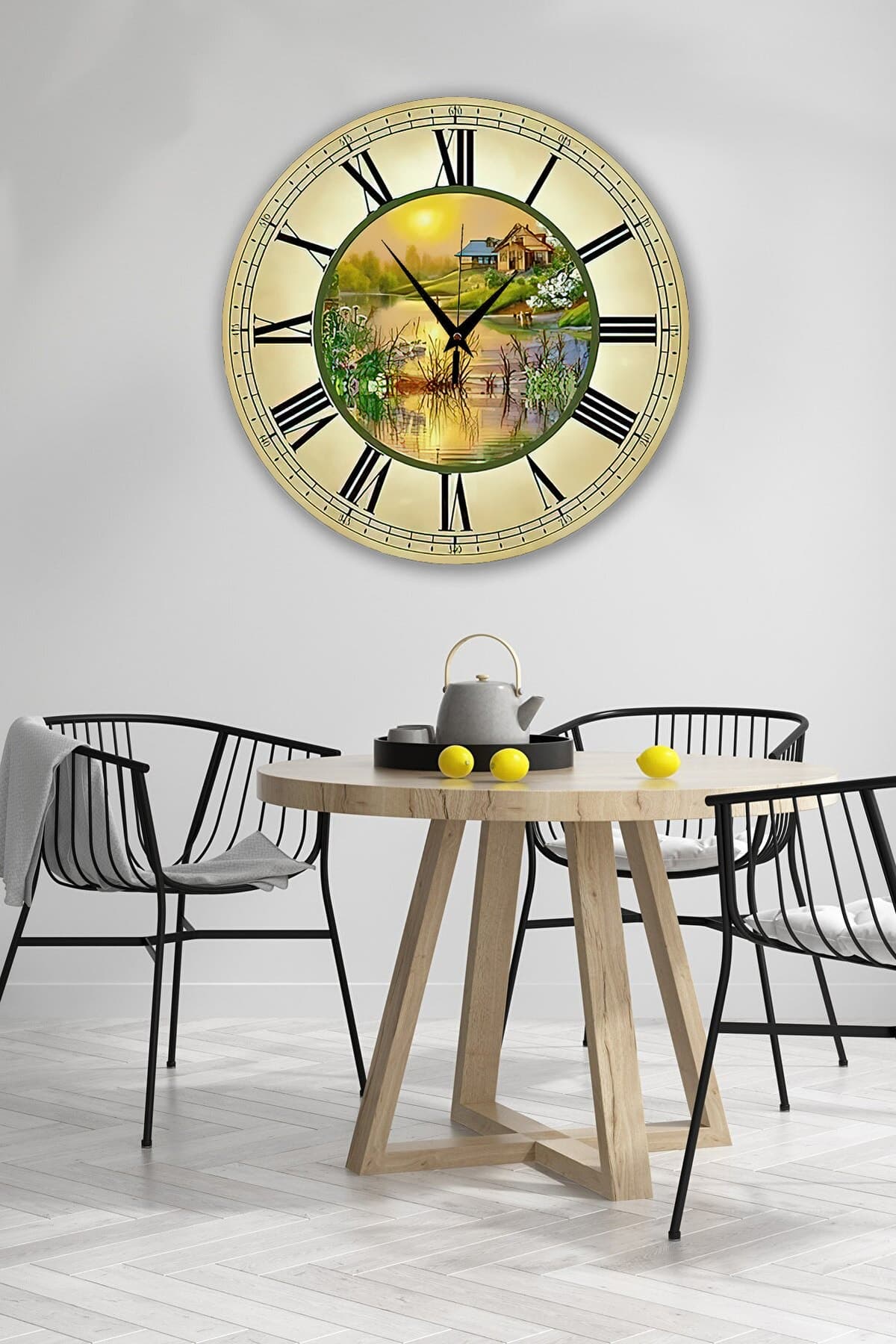 Bilge Retro Tasarımlı Duvar Saati 35x35cm - Detay