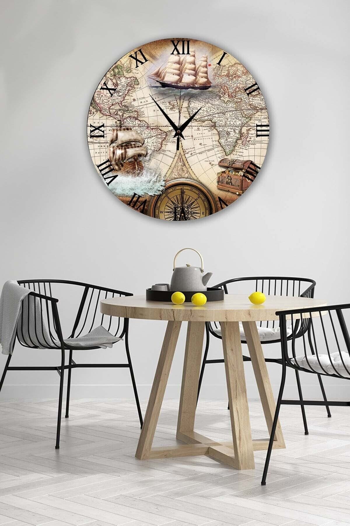 Bilge Retro Tasarımlı Duvar Saati 40x40cm