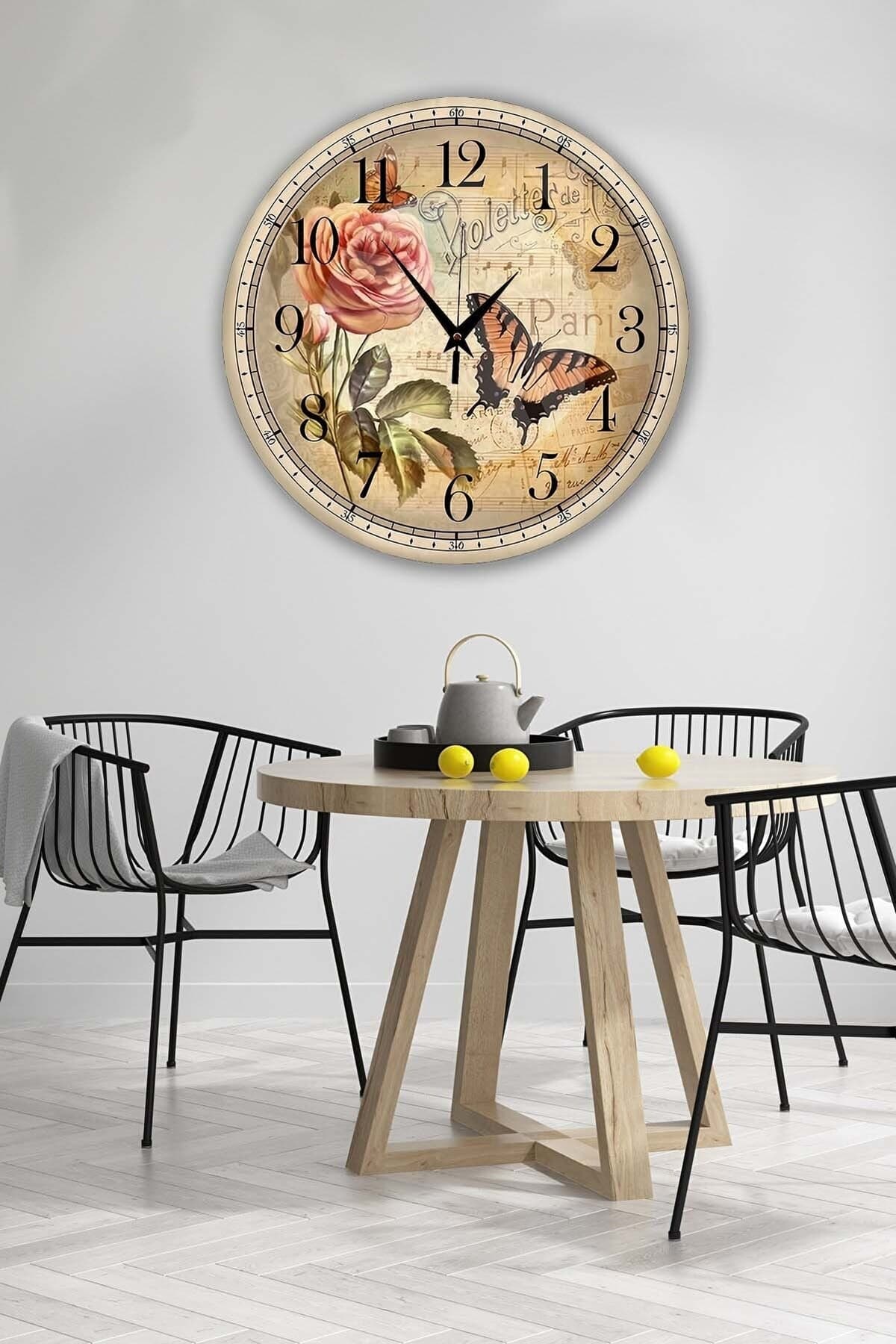 Bilge Retro Tasarımlı Duvar Saati 40x40cm - Detay