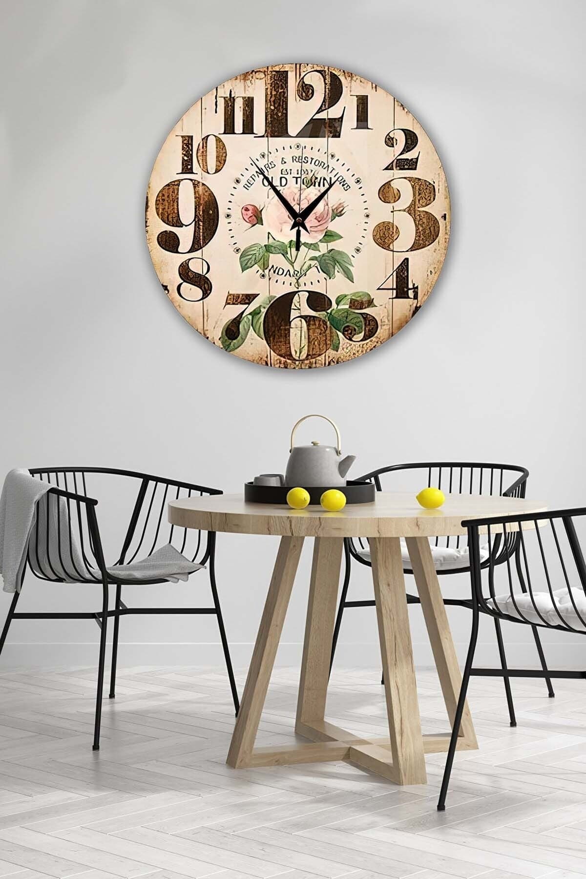 Bilge Retro Tasarımlı Duvar Saati 35x35cm - Detay