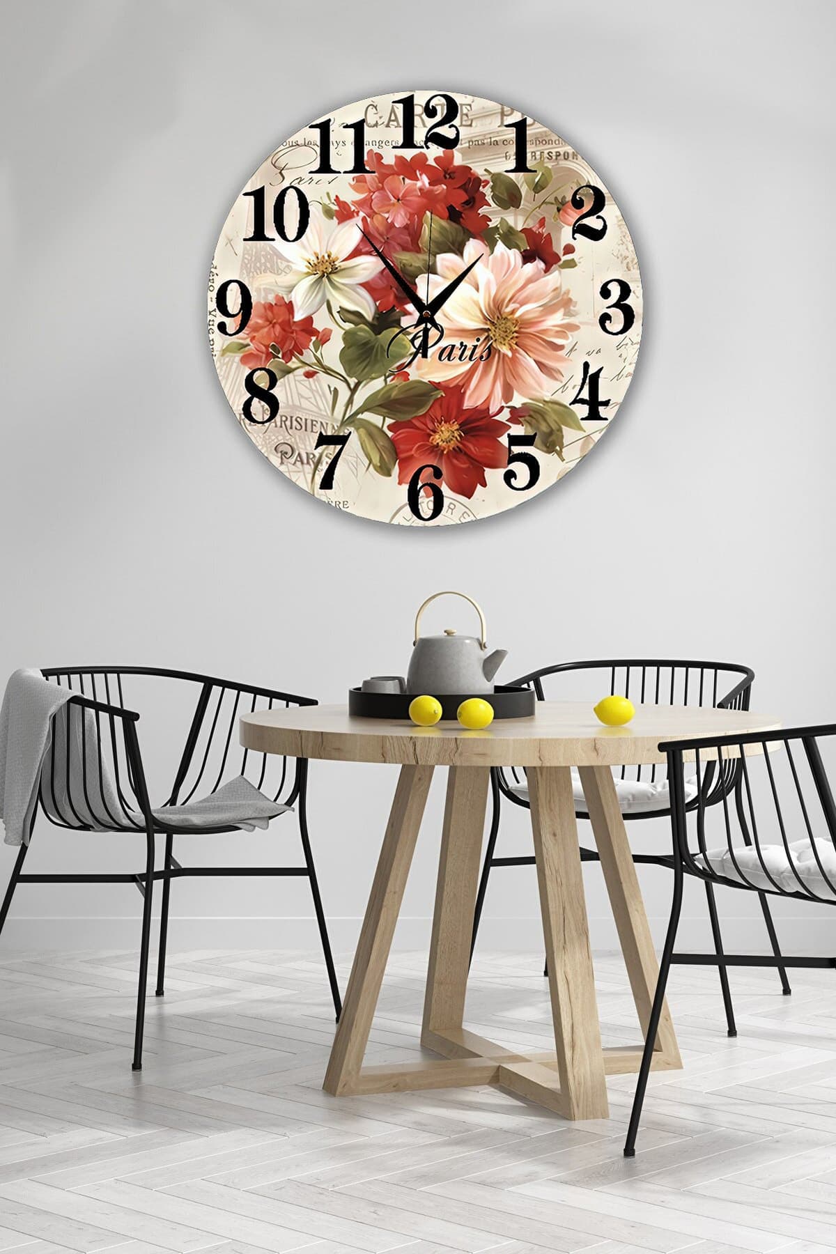 Bilge Retro Tasarımlı Duvar Saati 35x35cm - Detay