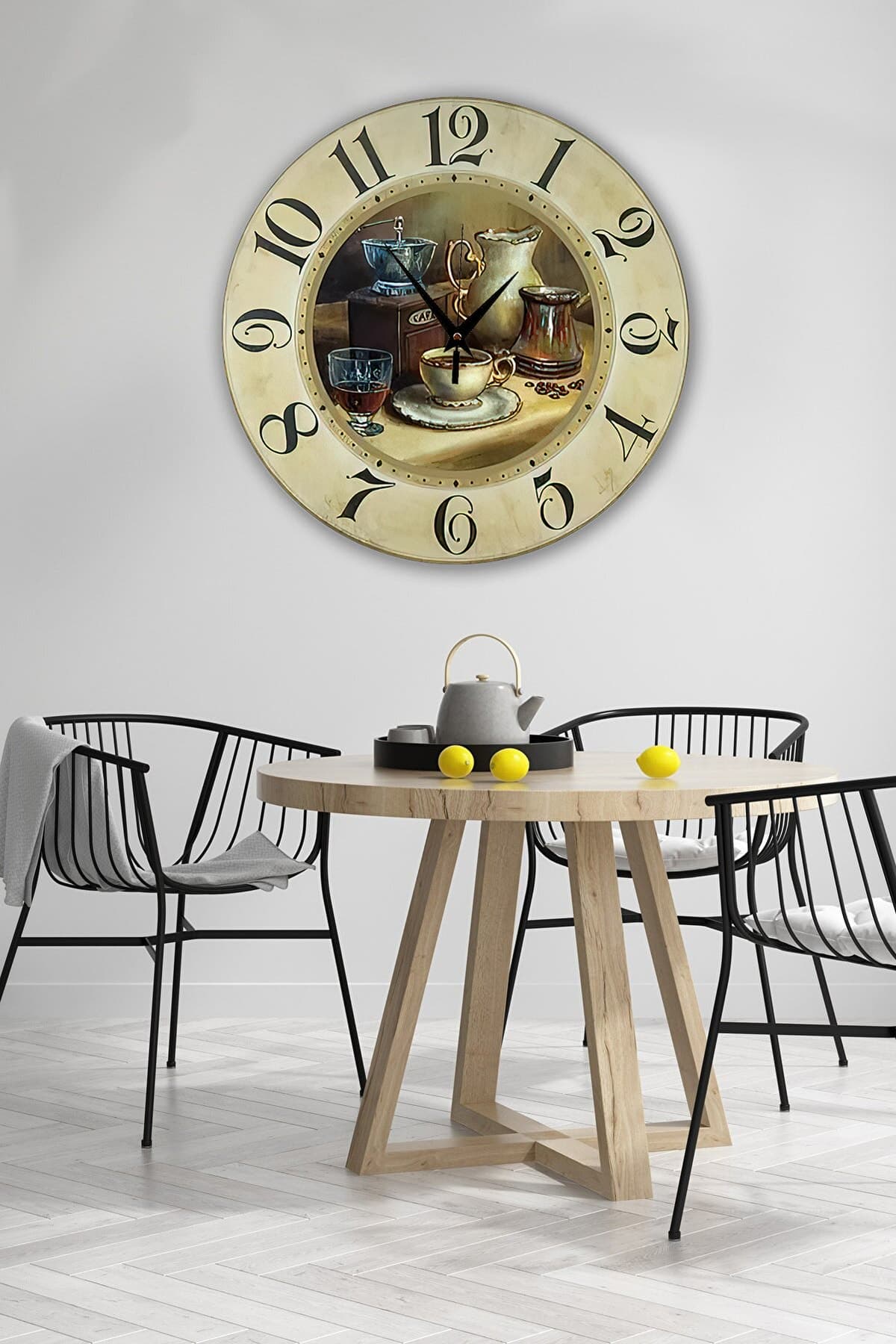 Bilge Retro Tasarımlı Duvar Saati 35x35cm - Detay