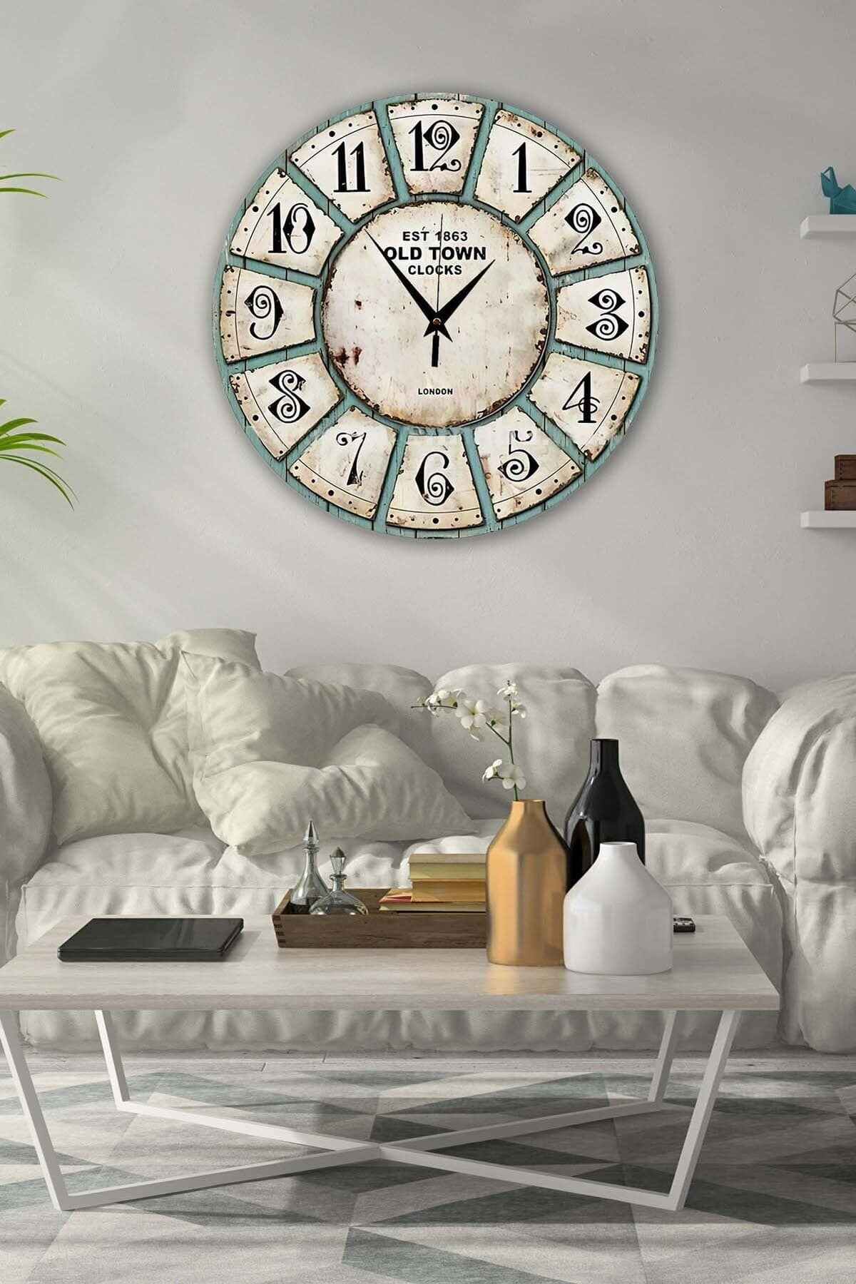 Bilge Retro Tasarımlı Duvar Saati 35x35cm - Detay
