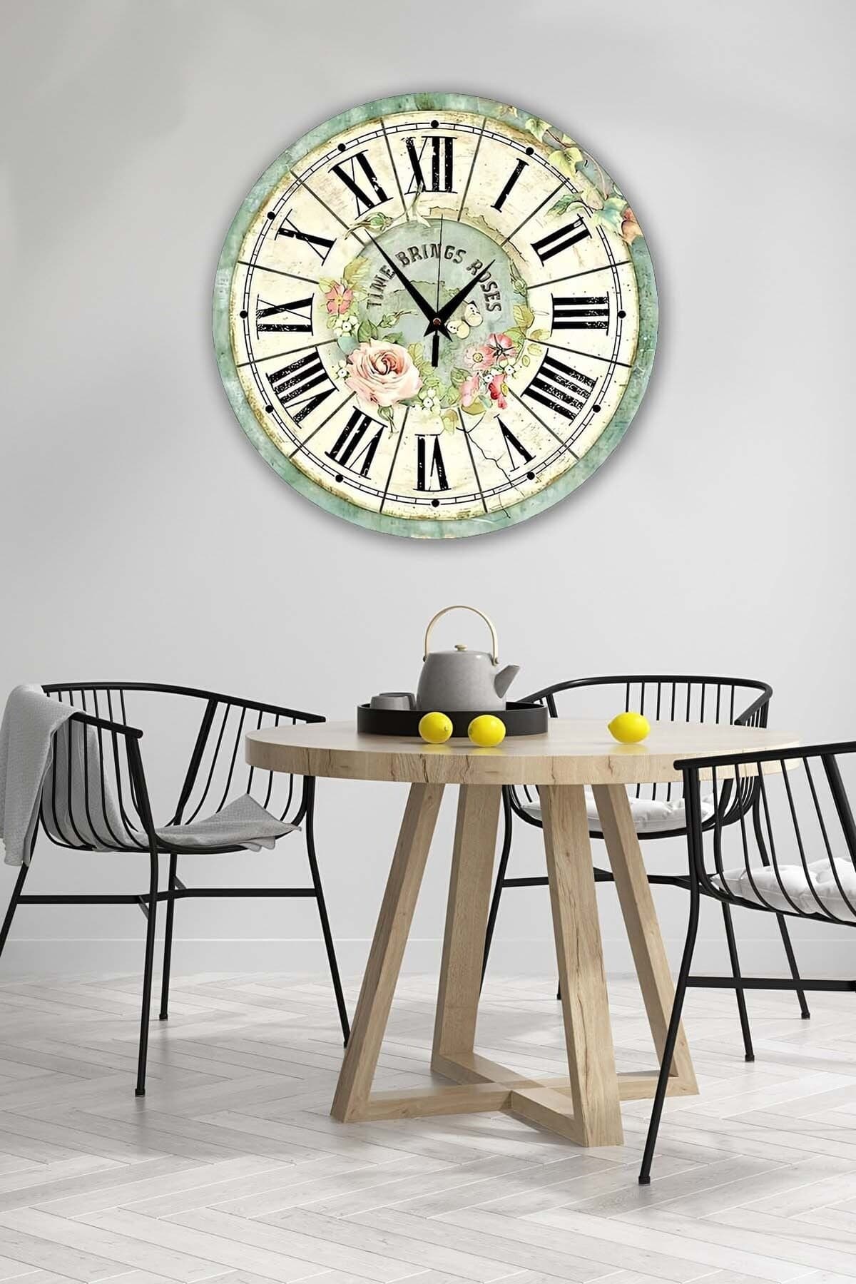 Bilge Retro Tasarımlı Duvar Saati 35 X 35 Cm - Detay