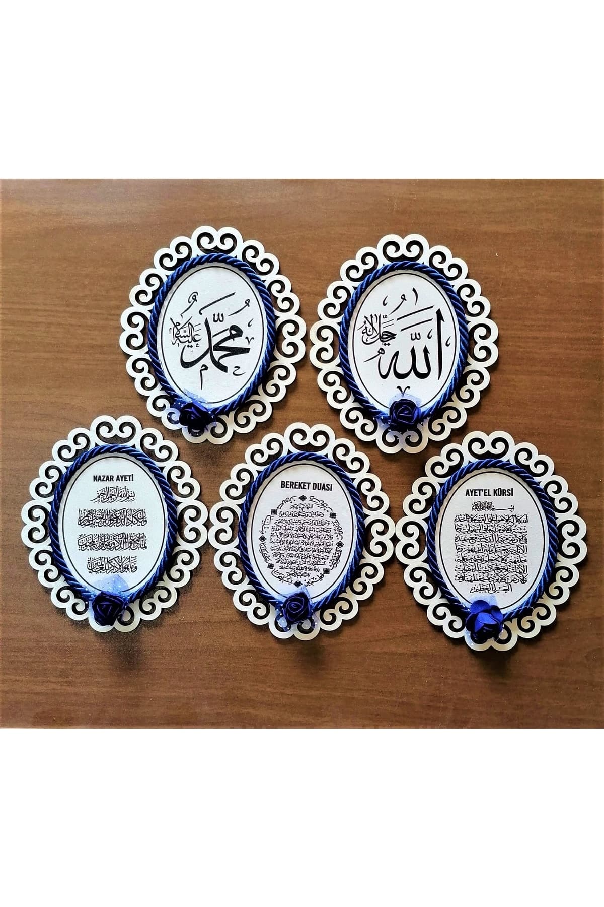 Otantik Hediyelik 5 'li Allah & Hz. Muhammed&ayet'el Kürsi&nazar Duası&bereket Duası