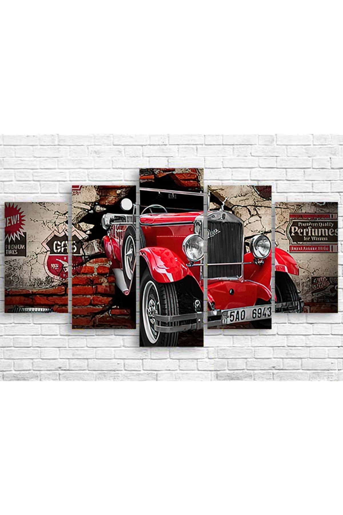 Bilge 5 Parçalı retro araba Mdf Tablo - B5mdf-0015