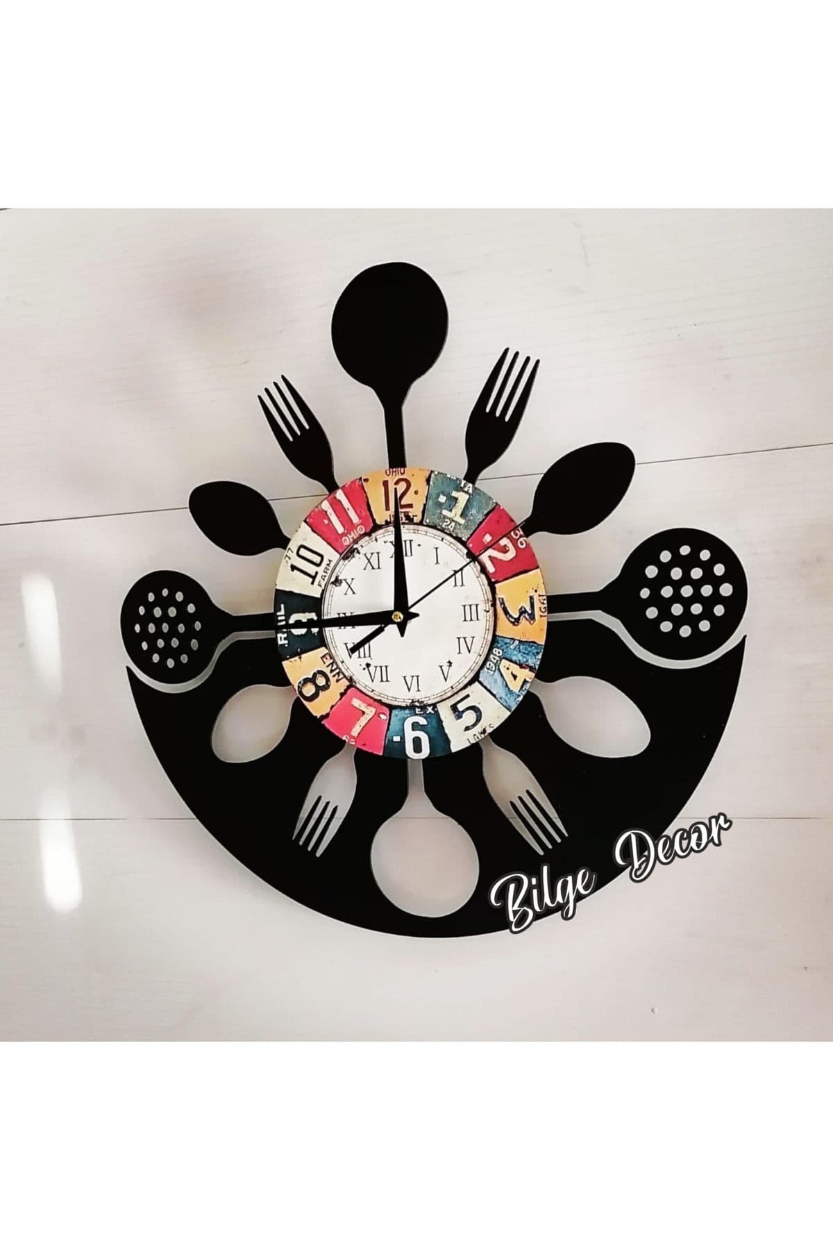 bilge Tasarım KİTCHEN ( MUTFAK) Favori SİYAH Duvar Saati 40 x 40 CM