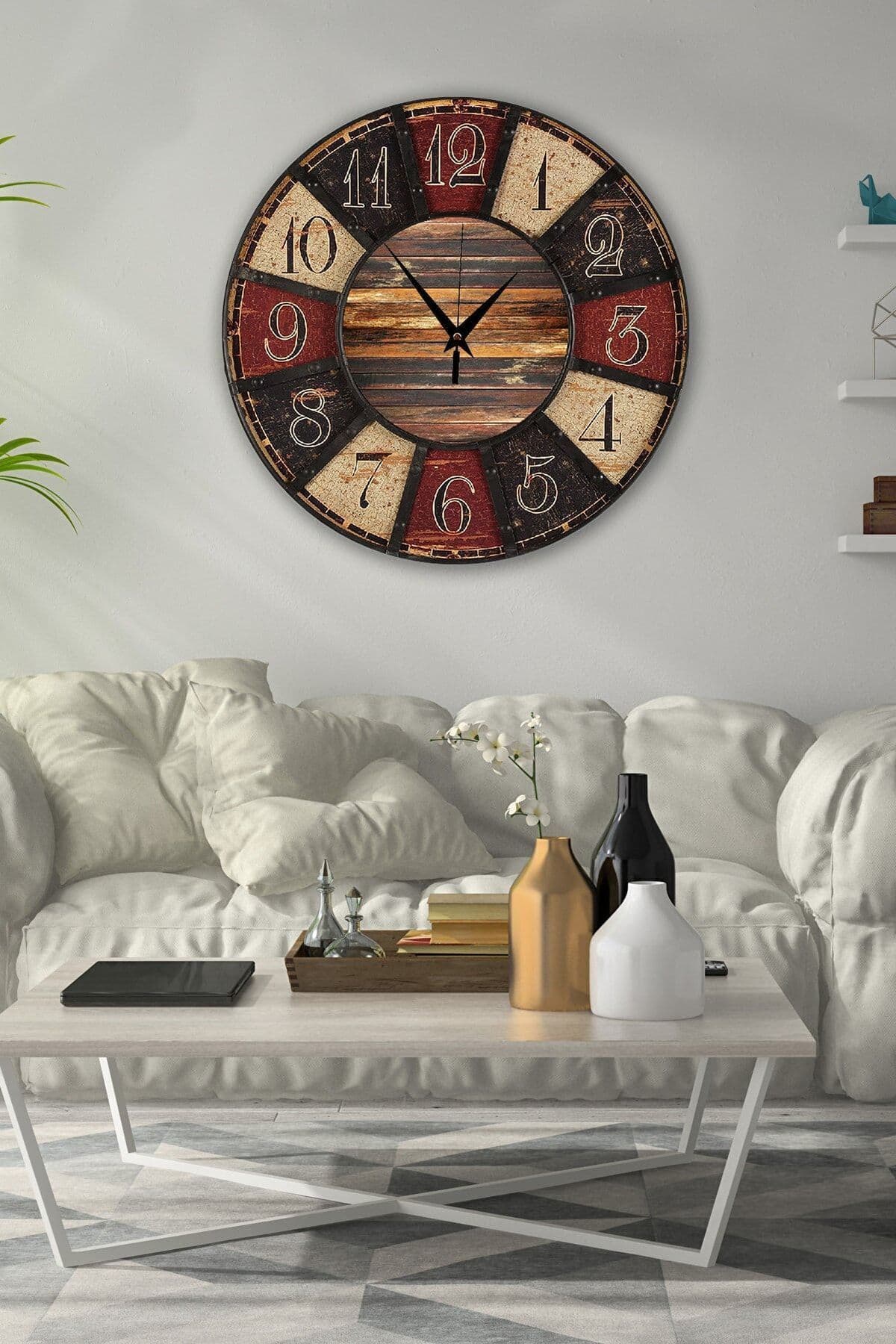 Retro Tasarımlı Duvar Saati 35x35 Cm