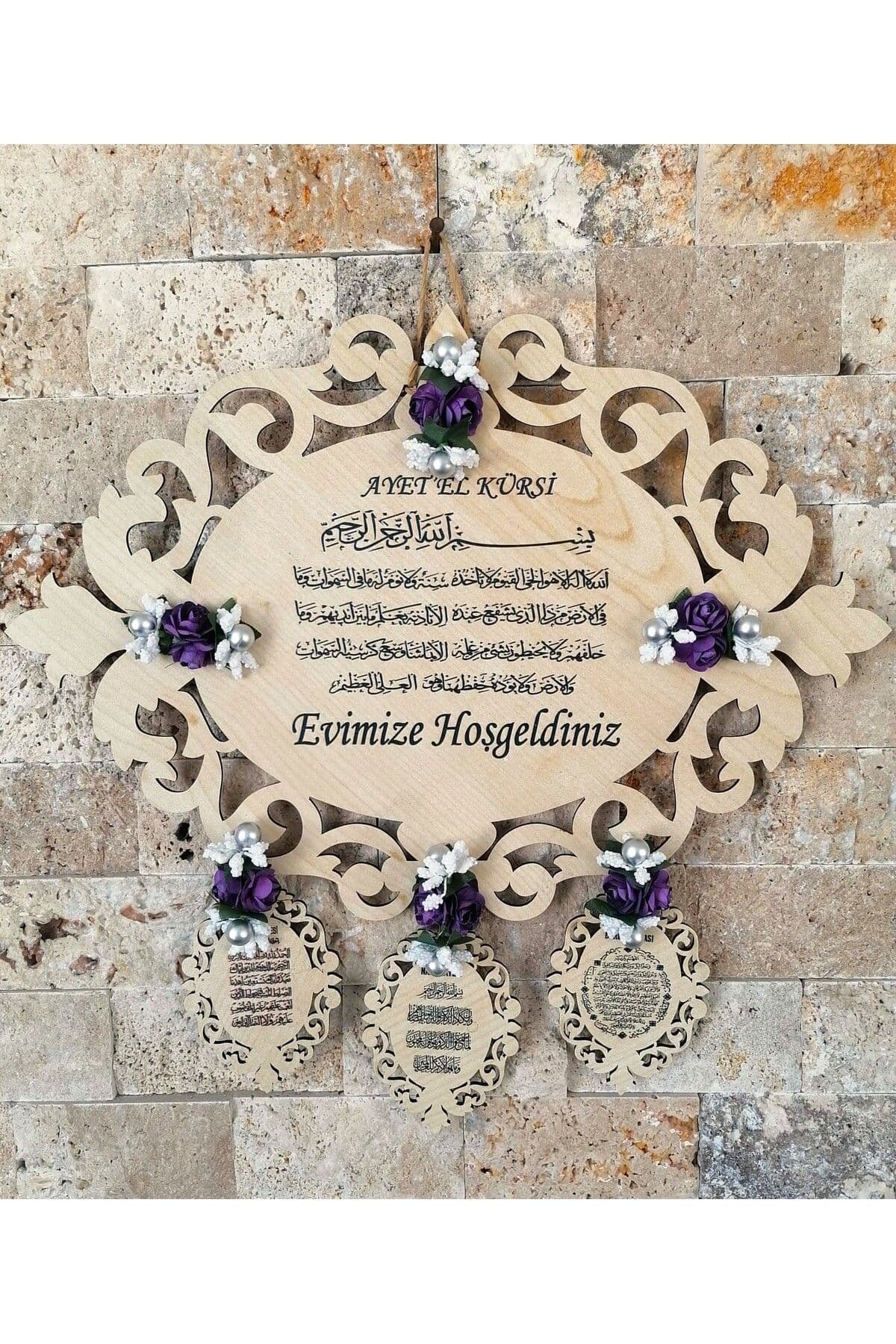 Ahşap dualı kapı süsü