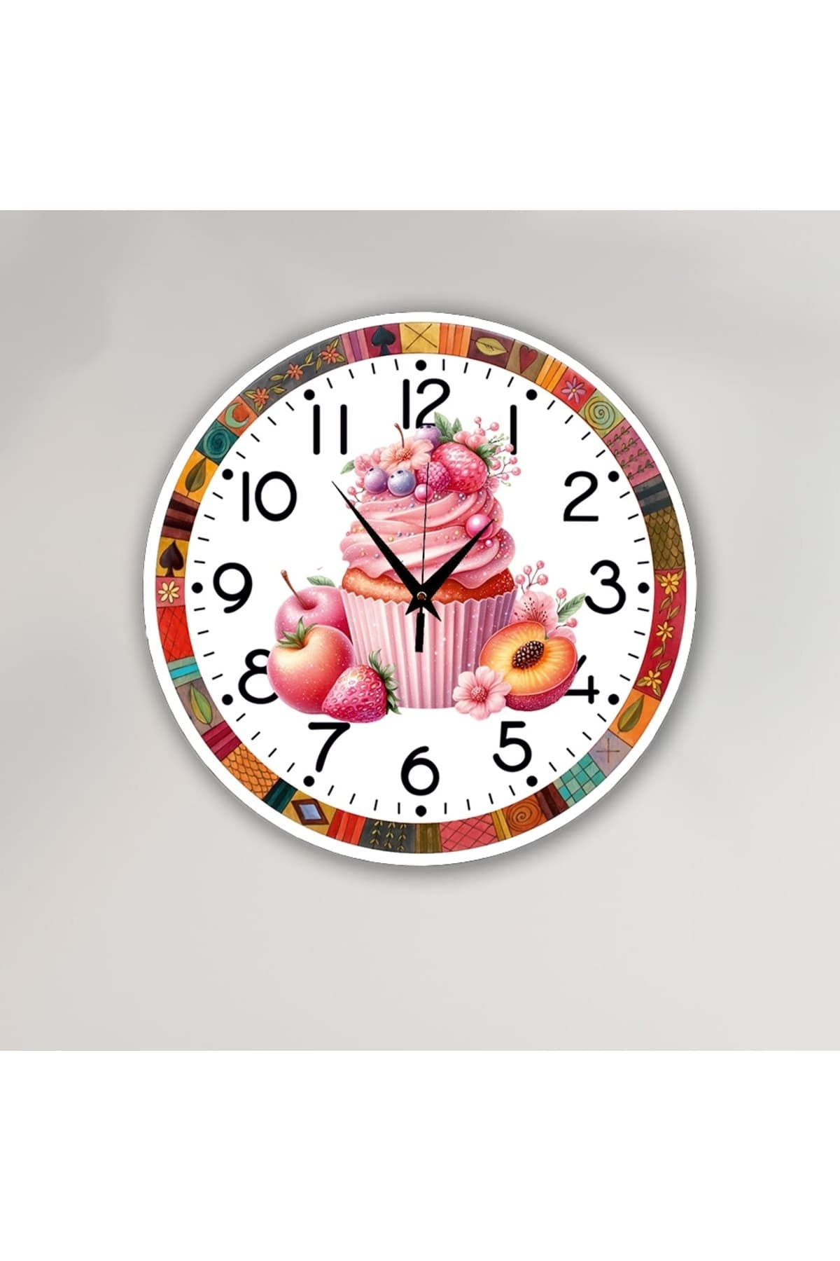 Yuvarlak bilge Tasarım kitchen ( mutfak ) Duvar Saati 35 x 35 CM 35 x 35 Pilli Çok Renkli Ahş