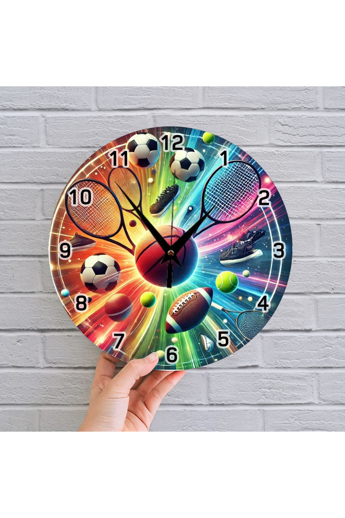 bilge Tasarım spor temalı Çocuk Odası Duvar Saati 30 x 30 CM