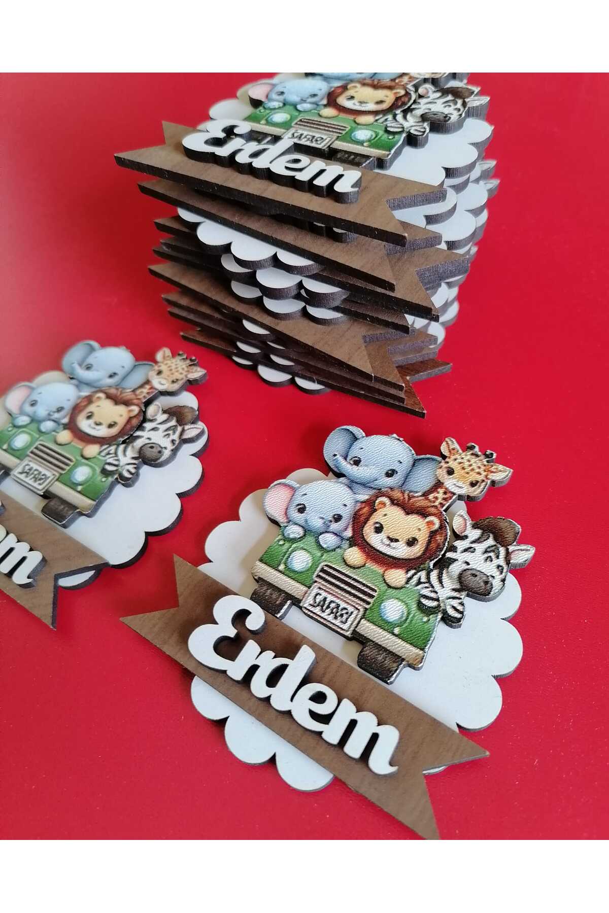 Bilge Tasarım 25adet ( Safari Temalı ) Figürlü Kabartmalı Poşetli Magnet - Detay