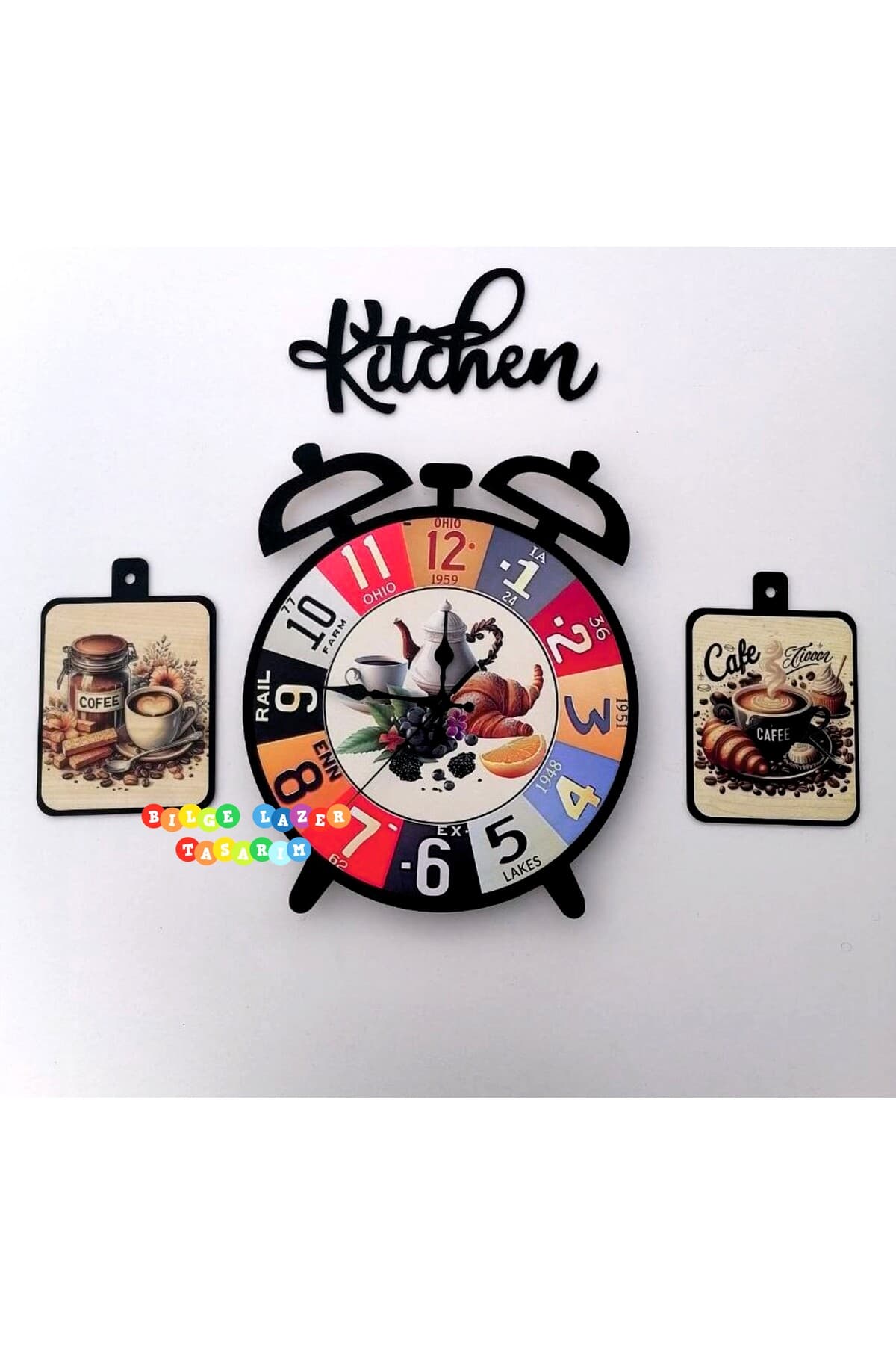 Bilge Ahşap RETRO TASARIM Dekoratif Mutfak Saati (kitchen)