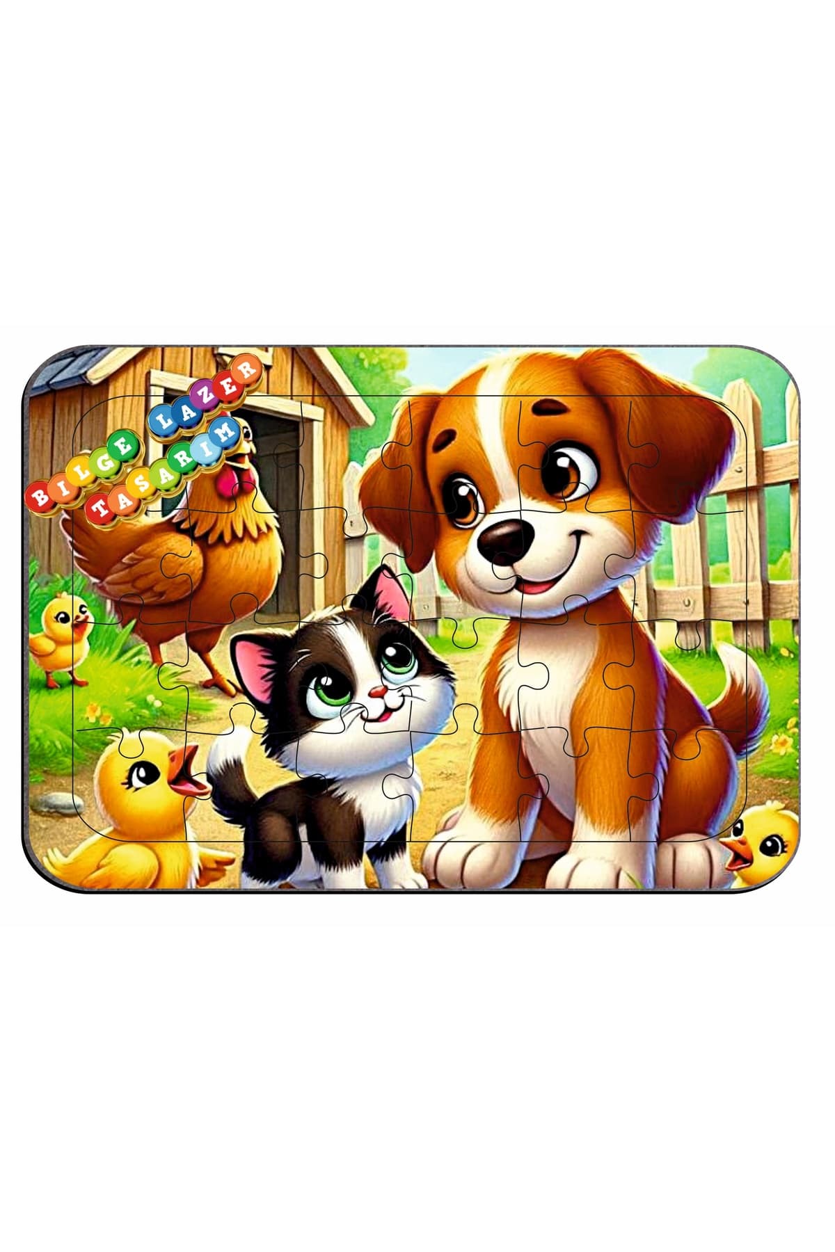 Çocuklar İçin Eğitici ve Öğretici Ahşap Renkli Puzzle ( 24 parçalı ) - Detay