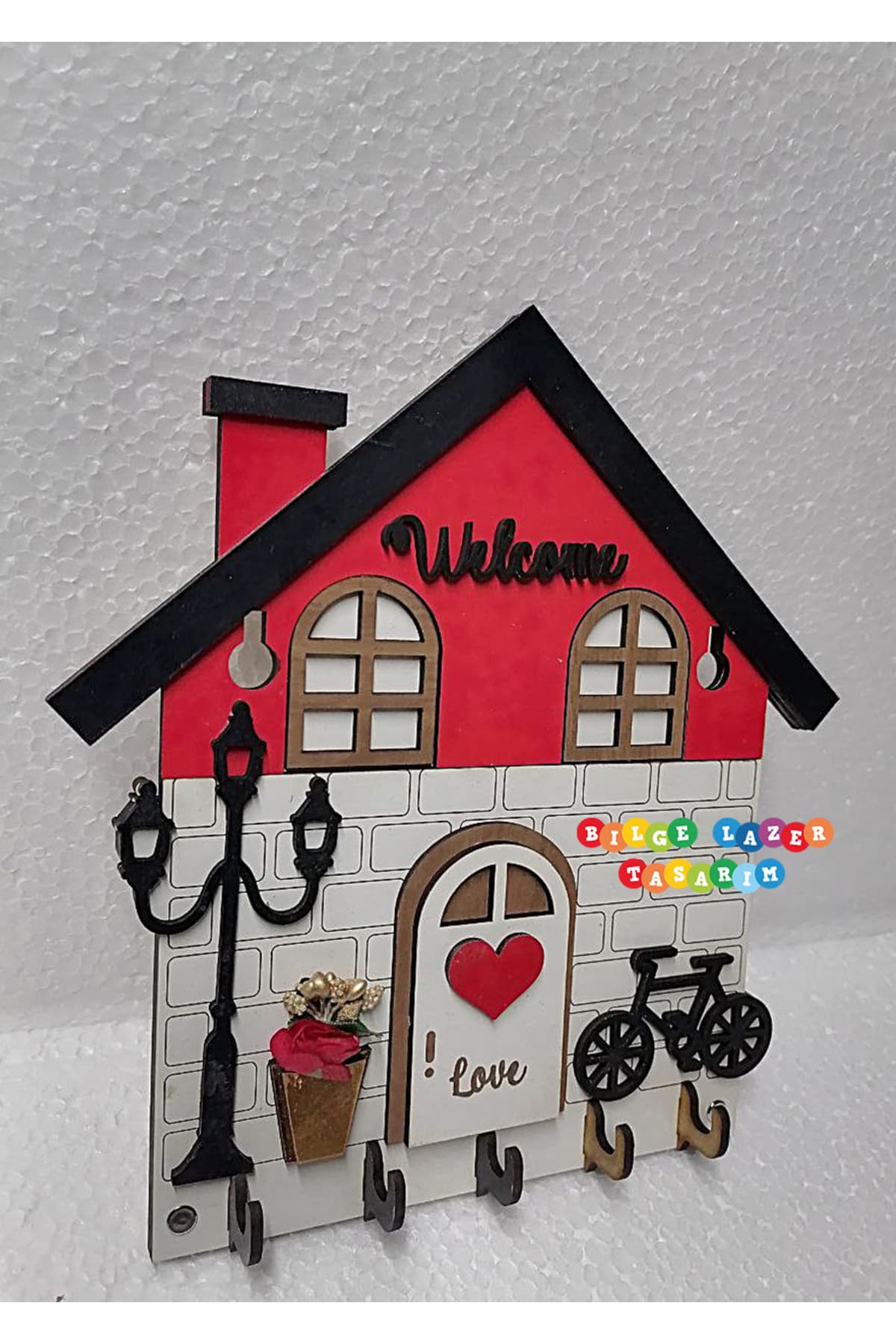 Duvar Askılı Anahtarlık Ev Hediyesi Dekoratif Anahtar Askısı 21 X 24 cm - Detay
