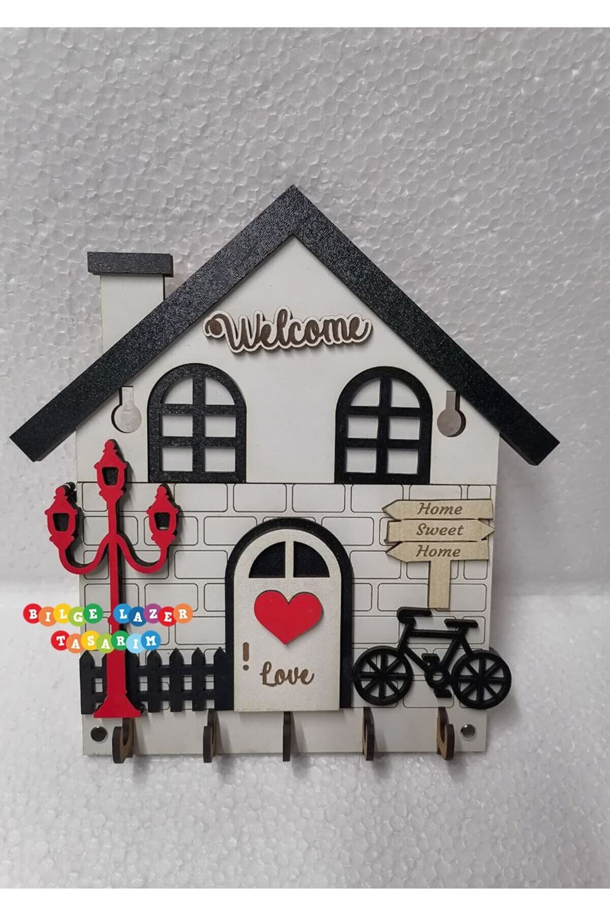 Duvar Askılı Anahtarlık Ev Hediyesi Dekoratif Anahtar Askısı 21 X 24 cm