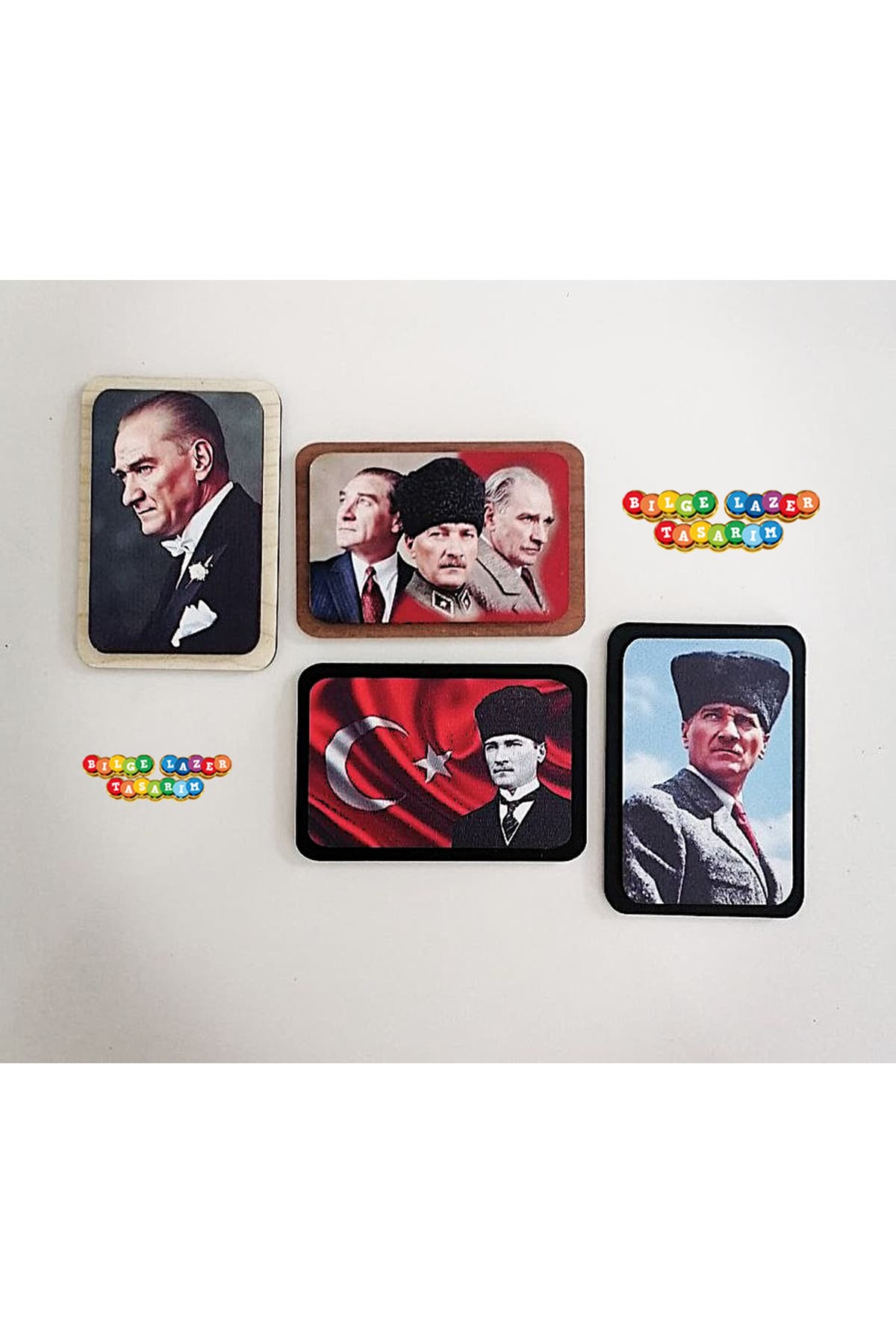 Otantik ATATÜRK Temalı Ahşap Magnet seti ( 4 lü set ) - Detay