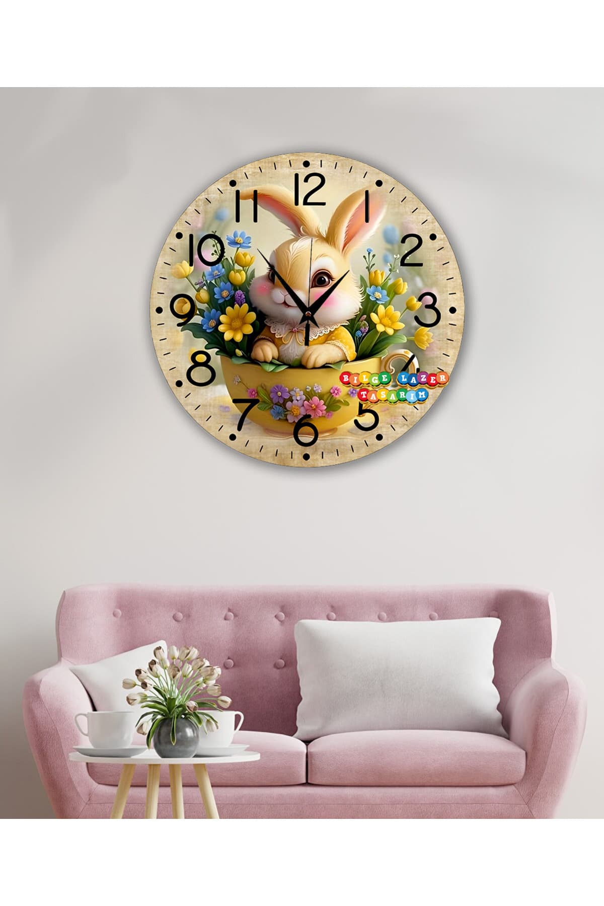 Bilge Ahşap RETRO TASARIM Dekoratif Çocuk odası duvar Saati (dijital uv baskı )