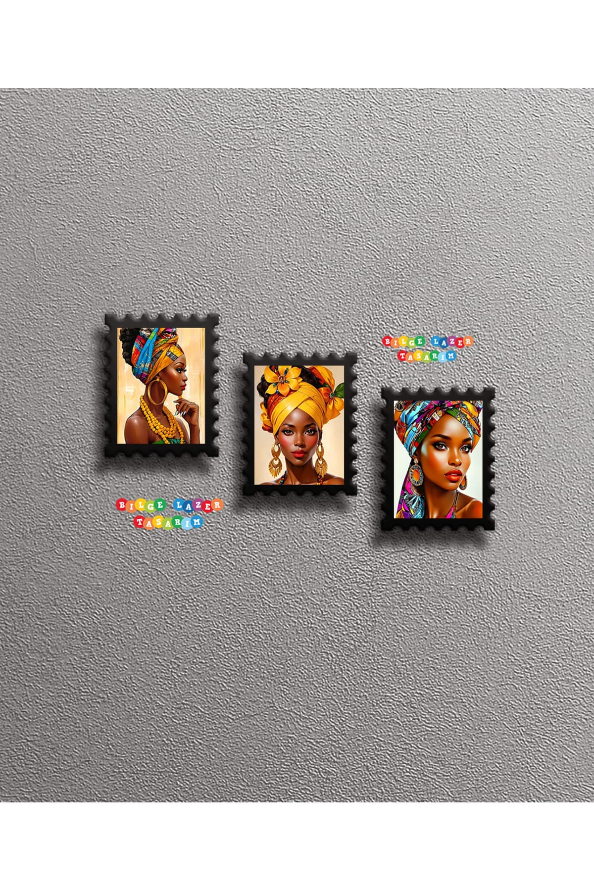 Otantik AFRİKALI KIZLAR Temalı Ahşap Magnet seti ( 3 lü set ) - Detay