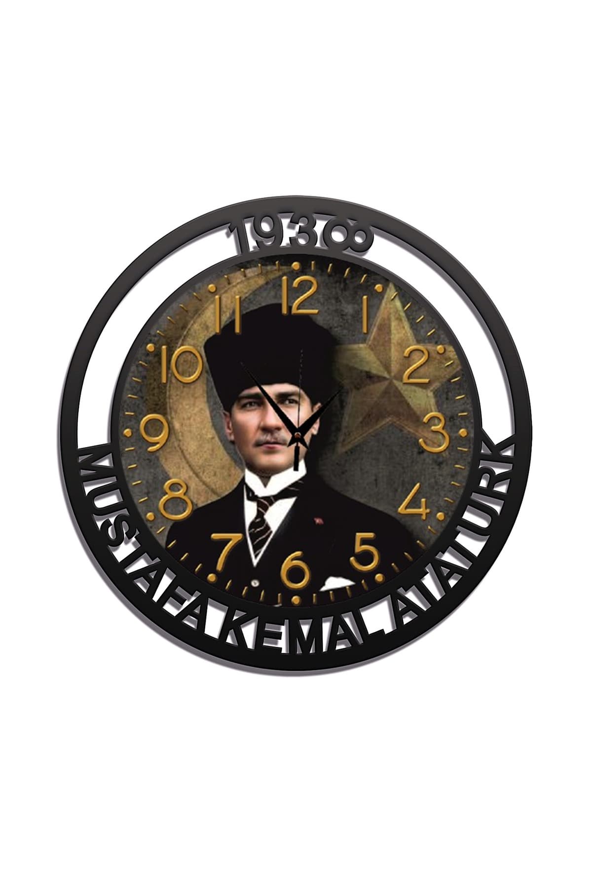 Bilge Duvar Saati, Atatürk Detaylı Dekoratif Ahşap Duvar Saati
