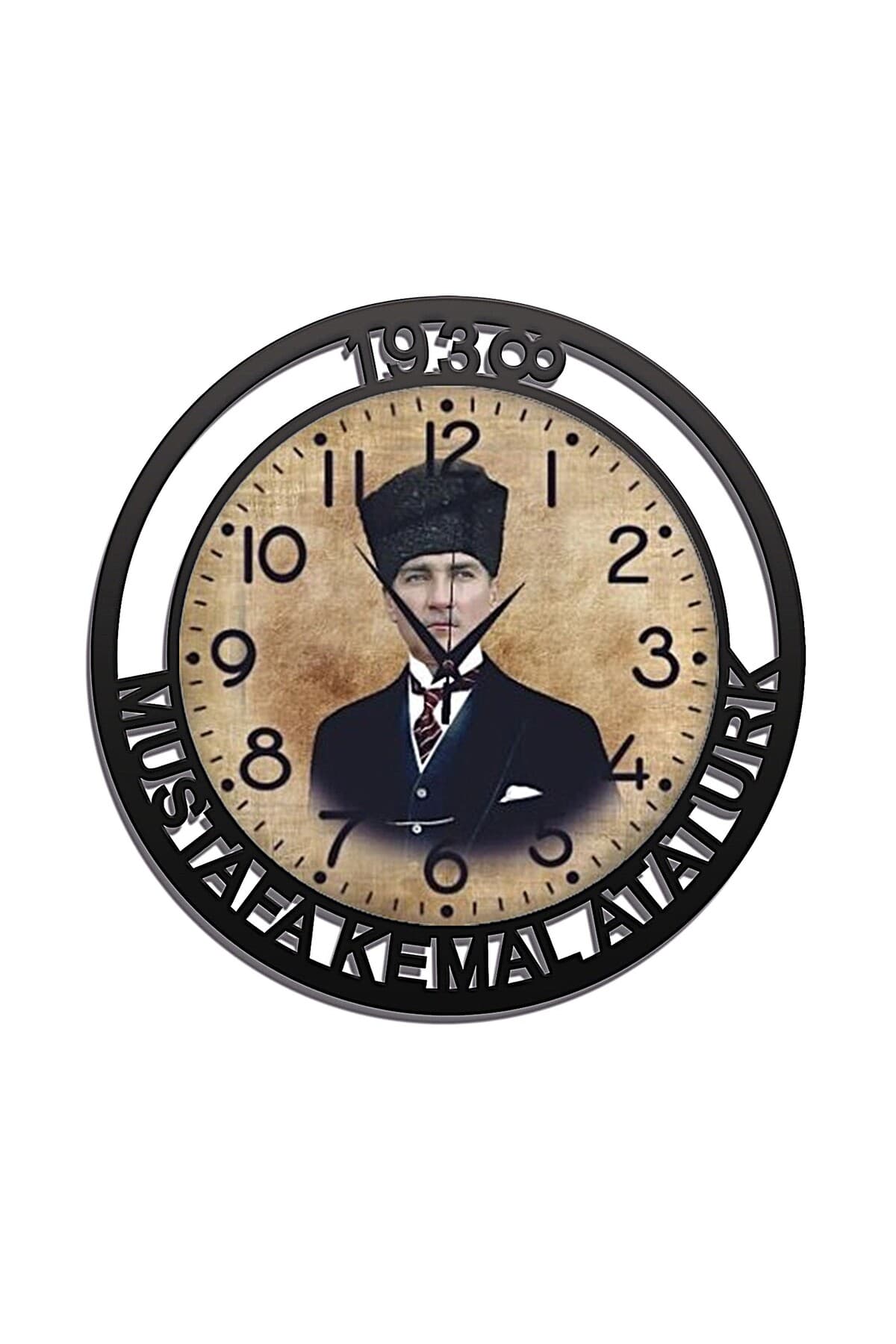Bilge Duvar Saati, Atatürk Detaylı Dekoratif Ahşap Duvar Saati